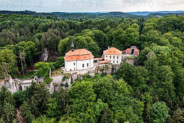 Aerial of Valdstejn Castle, Bohemian paradise