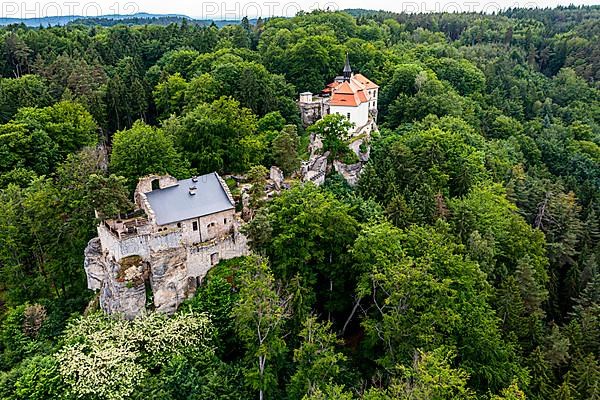 Aerial of Valdstejn Castle, Bohemian paradise