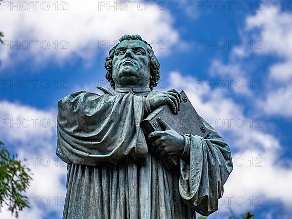 Luther monument by the sculptor Adolf von Donndorf from 1895 on Karlsplatz in Eisenach. The reformer Martin Luther,