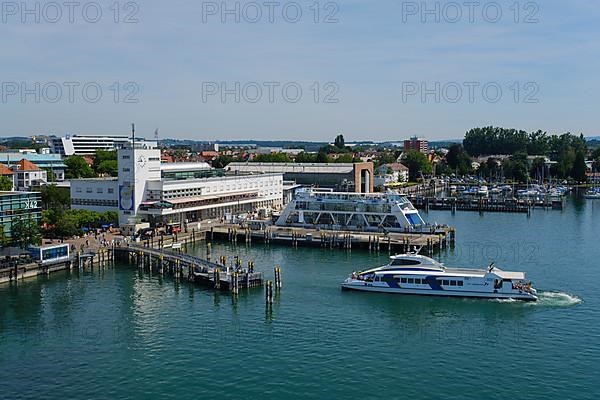 View of the Zeppelin Museum and the harbour from the Moleturm, Friedrichshafen