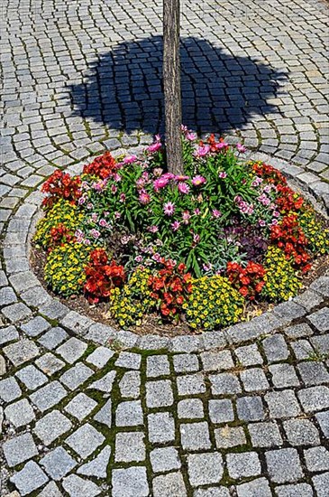 Stone paving with flower rondel, Nesselwang