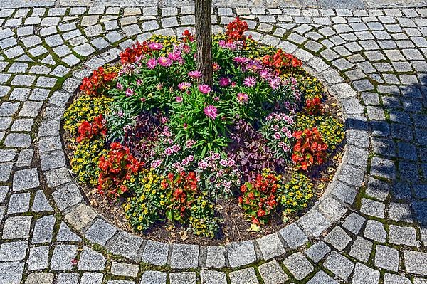 Stone paving with flower rondel, Nesselwang