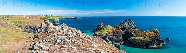 Panorama over Kynance Cove and Asparagus Island, Cornwall