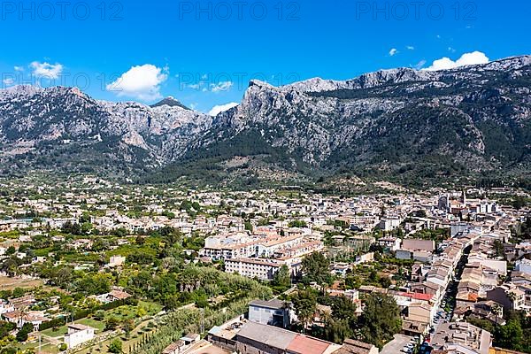 Aerial view, old town of Soller