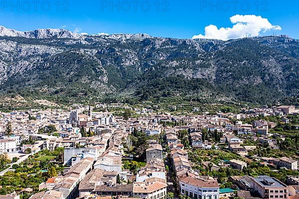 Aerial view, old town of Soller