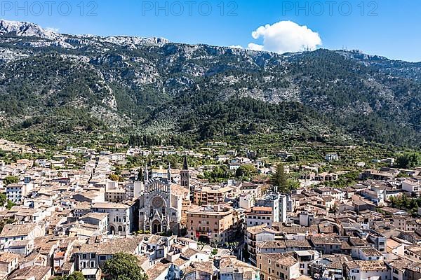 Aerial view, old town of Soller