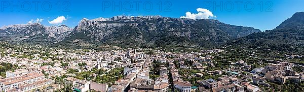 Aerial view, old town of Soller