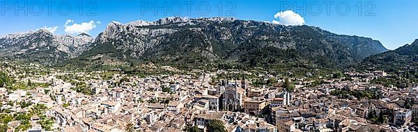 Aerial view, old town of Soller