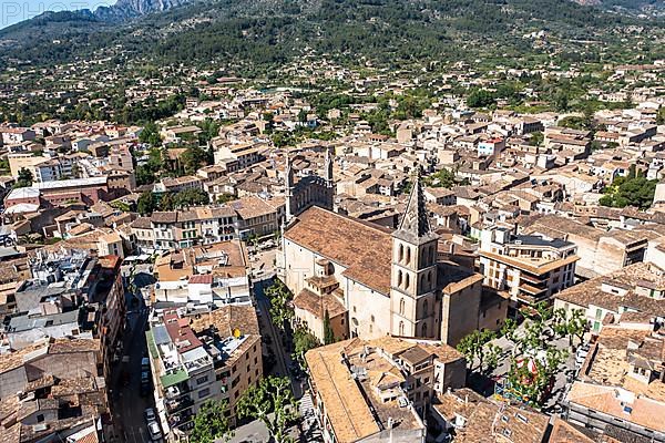 Aerial view, old town of Soller