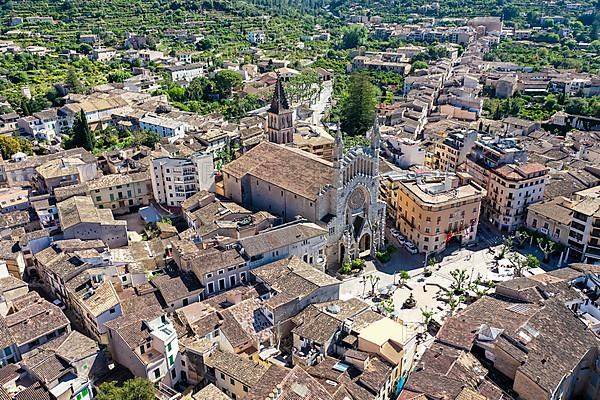 Aerial view, old town of Soller