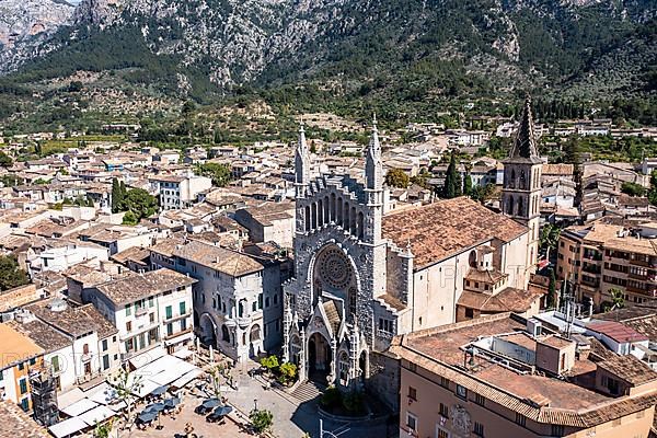 Aerial view, old town of Soller