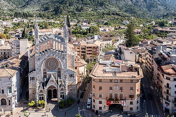 Aerial view, old town of Soller