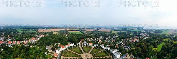 Aerial panorama over Putbus showing the Circus with Obelisk, Ruegen