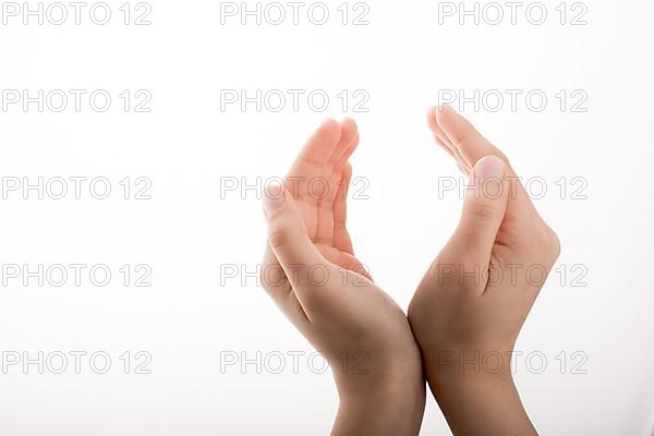 Hand holding on a white background,