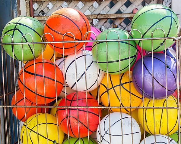 Rubber ball of various color as a background,