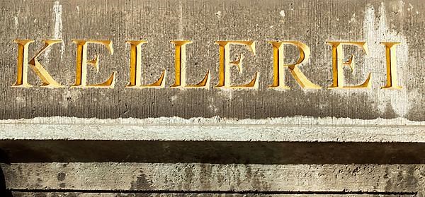 Golden inscription Kellerei am Bremer Ratskeller, Germany