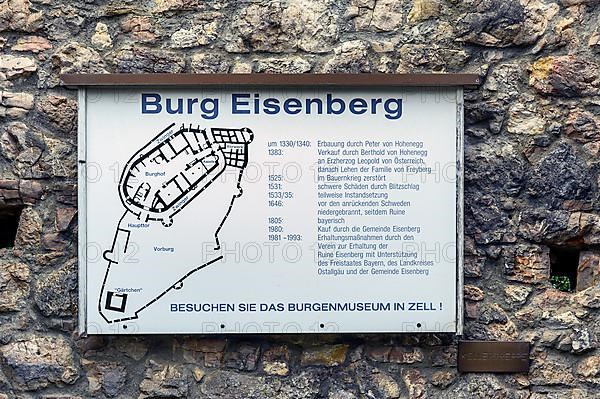 Info sign, Eisenberg castle ruins near Pfronten