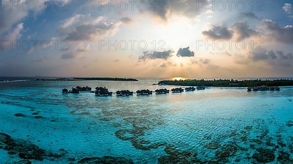 Aerial view, Gili Lankanfushi with water bungalows