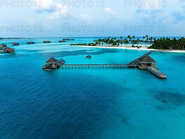 Aerial view, Gili Lankanfushi with water bungalows