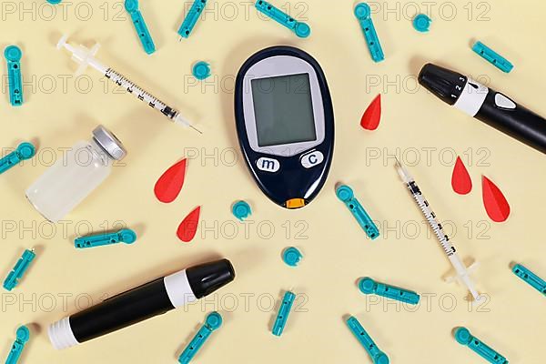 Diabetes treatment equipment with blood glucose sugar meter, lancets
