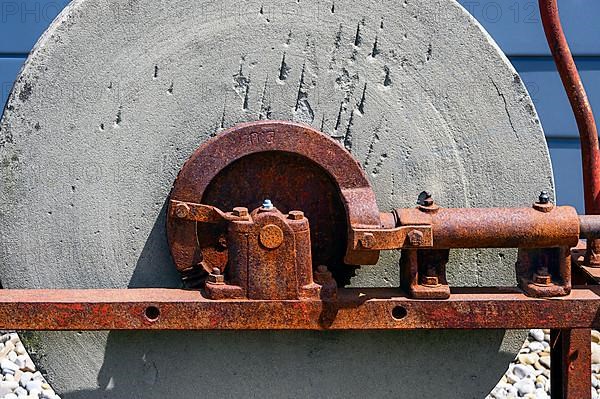 Old grindstone with rusted mechanics, Buchenberg