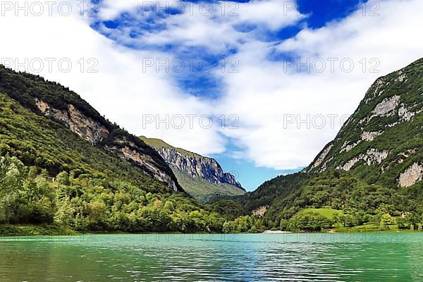 Green turquoise Tenno lake, mountain lake