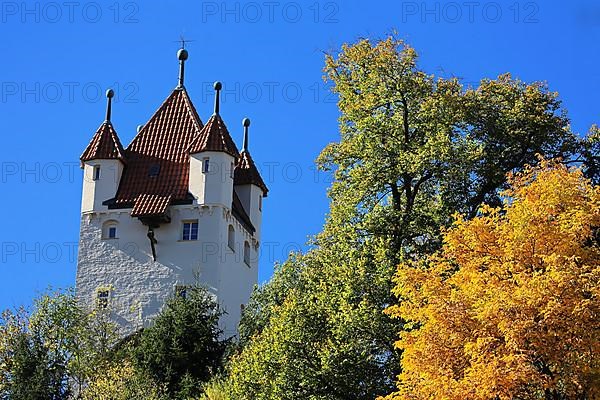 The Fuenfkopfturm of Kaufbeuren in fine weather. Kaufbeuren, Swabia