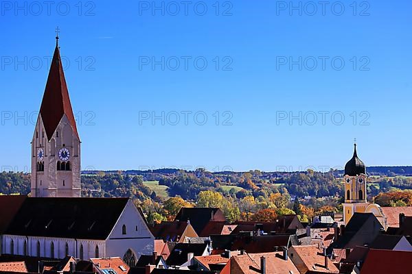 St. Martin's Church in Kaufbeuren in fine weather. Kaufbeuren, Swabia