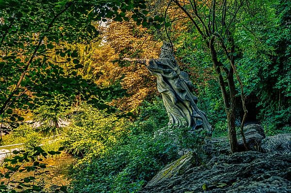 Monument of the Jena Erlkoenig in the Saaleaue, after the ballad of the same name by Johann Wolfgang von Goethe