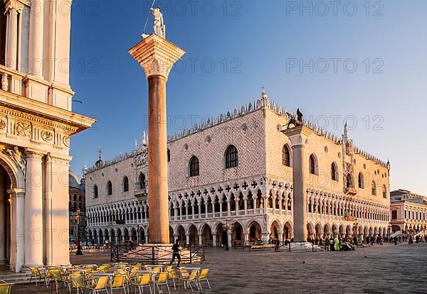 Piazzetta with Doge's Palace on the waterfront in early morning sun, Venice