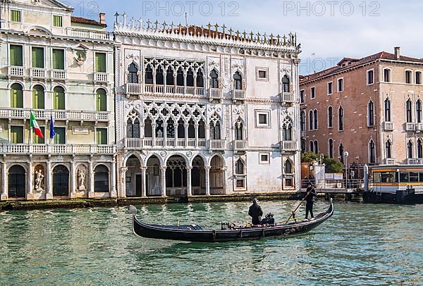 Gondola in front of Palazzo Ca dOro on the Grand Canal, Venice