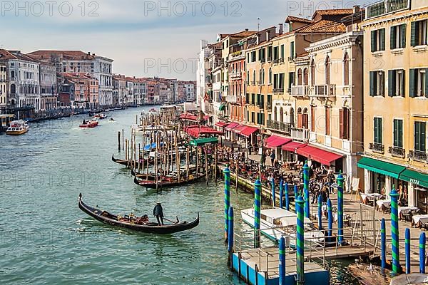 Grand Canal with palaces in the Rialto district, Venice