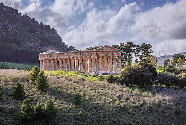 Spring landscape with the temple of Segesta, Calatafimi