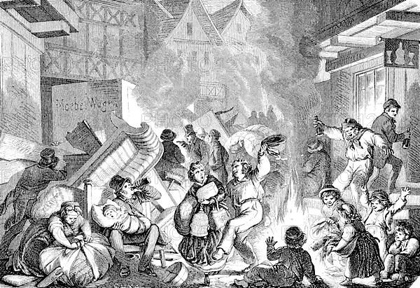 The street fires in Hamburg on 1 May, Germany