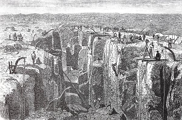 Diamond mining near Kimberley in 1880, South Africa