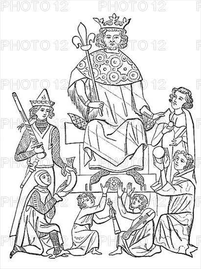 Cultural state in the 13th and 14th century, King Wenceslas surrounded by his officials