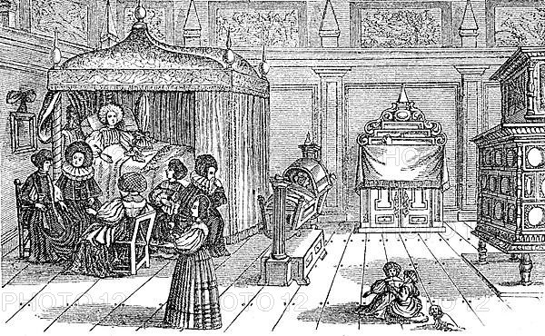 Cultural condition in the 17th century, childbed room