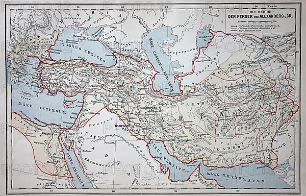 Map of Persia at the time of Alexander the Great and Darius I. Iran, Historic