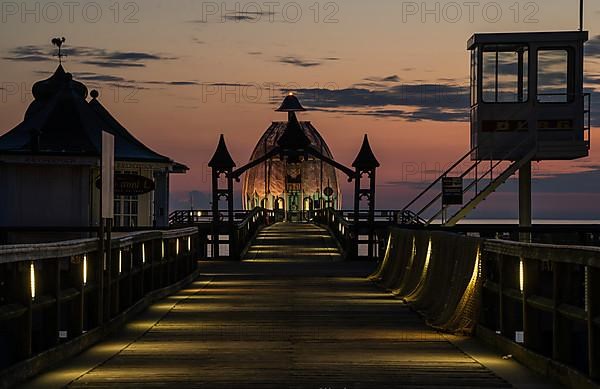 Sellin pier at sunrise on the island of Ruegen, Germany