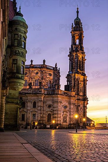 Blue hour at the Catholic Court Church, Dresden