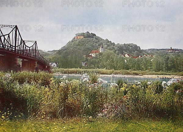 Historical photo around 1880 of Donaustauf, Bavaria