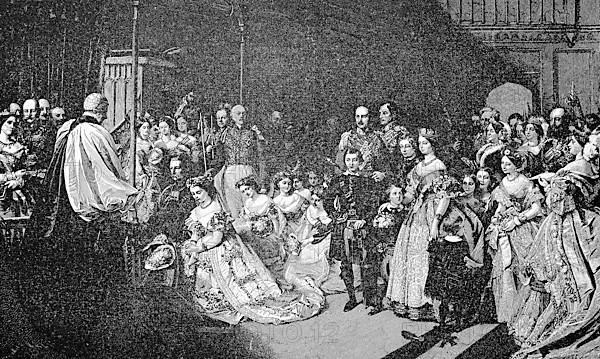 The Wedding of Prince William of Prussia to Princess Victoria of England in the Chapel of St. Jamess Palace in London on 25 January 1858, England