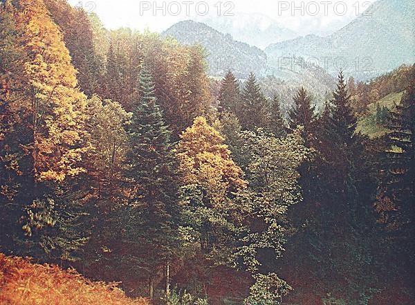 Historical photo around 1880 of the alpine region Tatzelwurm in Bavaria, Germany