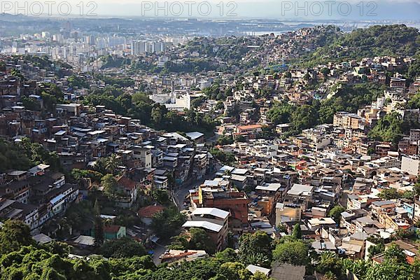 View of the favelas between Santa Teresa and Centro, Rio de Janeiro