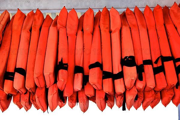 Life jackets on board a sailboat, Islas Verde