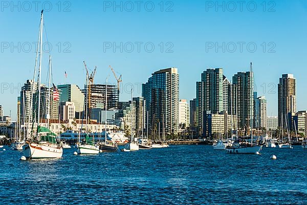 Small boat harbor, before San Diego skyline