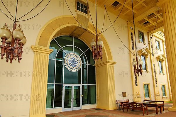 Entrance of Parliament Building of Palau Olbiil Era Kelulau Palau National Congress, Babeldaob Island