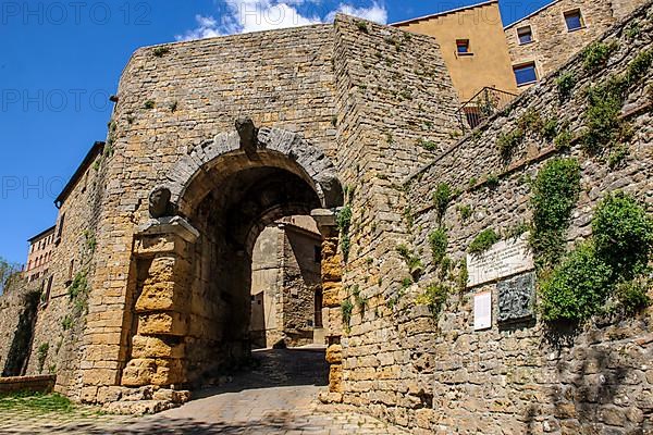 Historic city gate Porta all Arco, oldest preserved Etruscan city gate in Italy