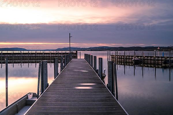 Footbridge on the waterfront in Unteruhldingen on Lake Constance, Germany