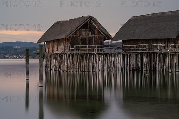 Lake dwelling houses in Unteruhldingen on Lake Constance, Germany